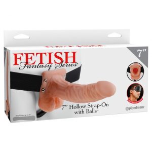 7" Hollow Strap-On with Balls  Light/Black ViPstore.hu - Erotika Webáruház - Szexshop