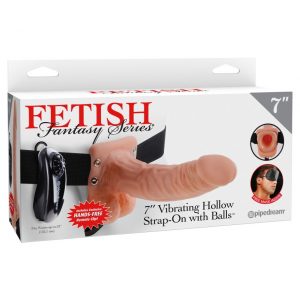 7" Vibrating Hollow Strap-On with Balls  Light/Black ViPstore.hu - Erotika Webáruház - Szexshop