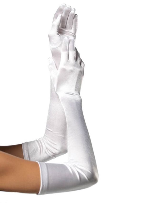 Extra Long Satin Gloves, white, O/S ViPstore.hu - Erotika Webáruház - Szexshop