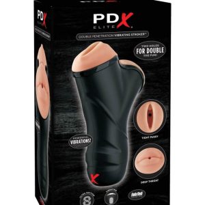 Double Penetration Vibrating Stroker  Light/Black ViPstore.hu - Erotika Webáruház - Szexshop