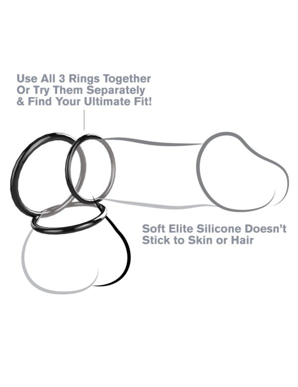 Silicone 3-Ring Stamina Set Black ViPstore.hu - Erotika Webáruház - Szexshop 3