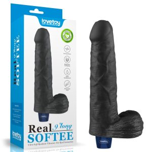 9" REAL SOFTEE Rechargeable Vibrating Dildo(Black) ViPstore.hu - Erotika Webáruház - Szexshop