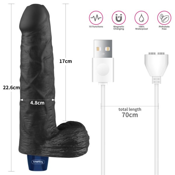 9" REAL SOFTEE Rechargeable Vibrating Dildo(Black) ViPstore.hu - Erotika Webáruház - Szexshop 7