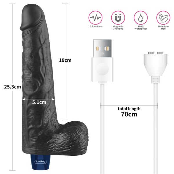 10" REAL SOFTEE Rechargeable Vibrating Dildo(Black) ViPstore.hu - Erotika Webáruház - Szexshop 7