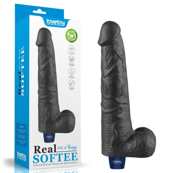 10.5" REAL SOFTEE Rechargeable Vibrating Dildo(Black) ViPstore.hu - Erotika Webáruház - Szexshop