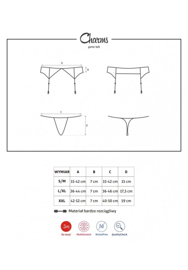Charms garter belt & thong black  S/M ViPstore.hu - Erotika Webáruház - Szexshop 3