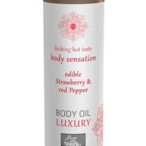 Luxury body oil edible  – Strawberry & Red Pepper 75ml ViPstore.hu - Erotika Webáruház - Szexshop