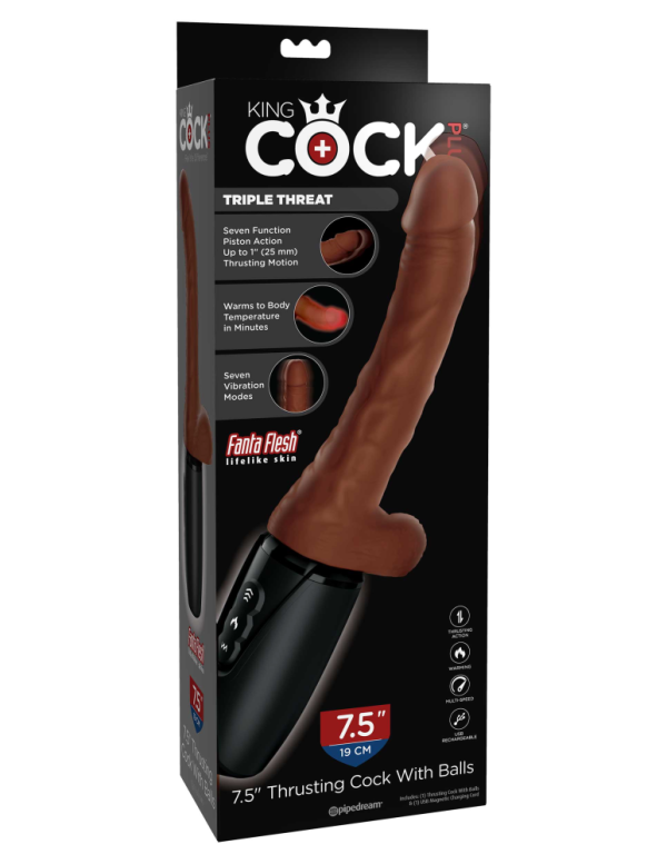 7.5" Thrusting Cock with Balls Brown ViPstore.hu - Erotika Webáruház - Szexshop