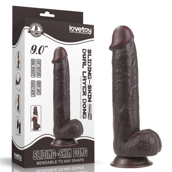 9,0'' Sliding Skin Dual Layer Dong Brown ViPstore.hu - Erotika Webáruház - Szexshop