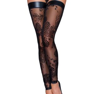 Tulle stockings with patterned flock embroidery – S ViPstore.hu - Erotika Webáruház - Szexshop
