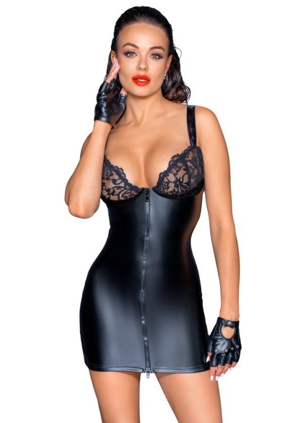 Powerwetlook mini-dress with lace chest and 2-way zipper – M ViPstore.hu - Erotika Webáruház - Szexshop
