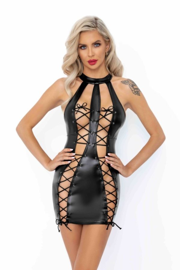 Powerwetlook dress with double lace-up front – XL ViPstore.hu - Erotika Webáruház - Szexshop