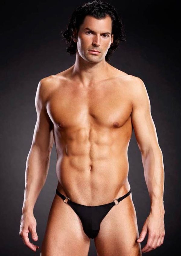 Microf. Thong w. Metal Rings Black S/M ViPstore.hu - Erotika Webáruház - Szexshop