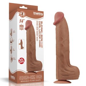 14'' King Sized Sliding Skin Dual Layer Dong Brown ViPstore.hu - Erotika Webáruház - Szexshop