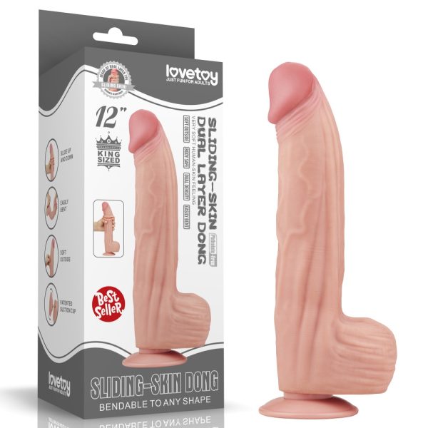 12'' King Sized Sliding Skin Dual Layer Dong ViPstore.hu - Erotika Webáruház - Szexshop