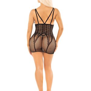 Heart Net Mini Dress - Black O/S