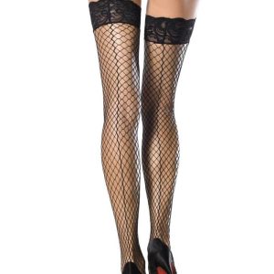 729061 STAY-UP LYCRA INDUSTRIAL LACE TOP THIGH HIGHS WITH BACK SEAM O/S BLK ViPstore.hu - Erotika Webáruház - Szexshop