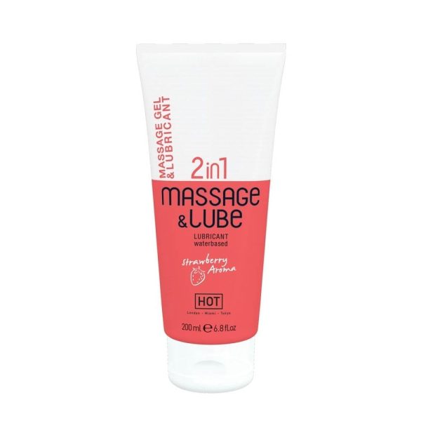 HOT Massage & Glide Gel 2in1 Strawberry 200 ml ViPstore.hu - Erotika Webáruház - Szexshop
