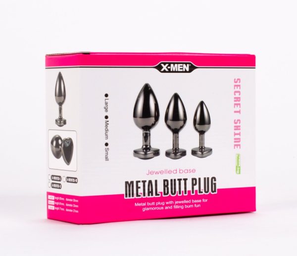 X-MEN Secret Shine Jewelled Base Metal Blug Plug Set Black ViPstore.hu - Erotika Webáruház - Szexshop 2