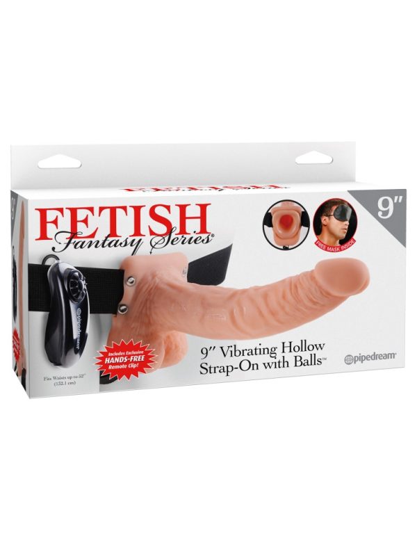 9" Vibrating Hollow Strap-On with Balls  Light/Black ViPstore.hu - Erotika Webáruház - Szexshop