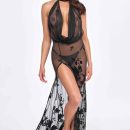 Divinity long flocked mesh dress with open back - M | ViPstore.hu - Erotika webáruház #1 - EAN 5903050113209 | SKU NOIR000066