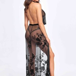 Divinity long flocked mesh dress with open back – M ViPstore.hu - Erotika Webáruház - Szexshop 2 Divinity long flocked mesh dress with open back – M ViPstore.hu - Erotika Webáruház - Szexshop 2