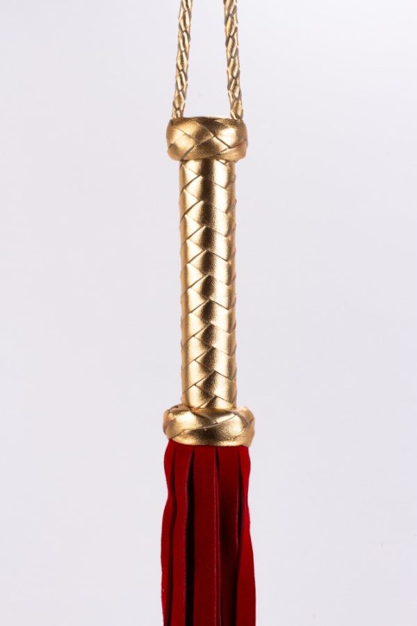 Flogger with Metallic Leather Handle and Suede Leather Tails Red 18" ViPstore.hu - Erotika Webáruház - Szexshop 3
