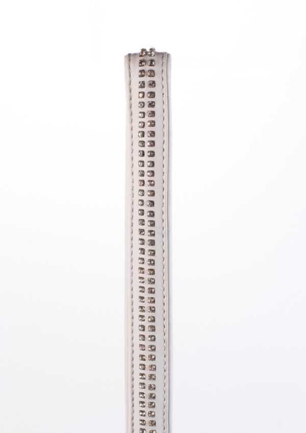 Lamb Leather Handle with 2 Rows of Small Rhinestones and Metal Chain White ViPstore.hu - Erotika Webáruház - Szexshop 3