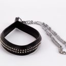 Lamb Leather Handle with 2 Rows of Small Rhinestones and Metal Chain Black | ViPstore.hu - Erotika webáruház #1 - EAN 5999560510966 | SKU DEVIL00079