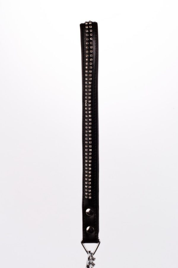 Lamb Leather Handle with 2 Rows of Small Rhinestones and Metal Chain Black ViPstore.hu - Erotika Webáruház - Szexshop 2