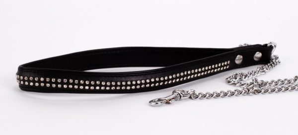 Lamb Leather Handle with 2 Rows of Small Rhinestones and Metal Chain Black ViPstore.hu - Erotika Webáruház - Szexshop 6