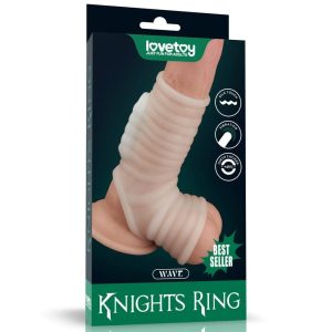 Vibrating Silk Knights Ring with Scrotum Sleeve (White) III ViPstore.hu - Erotika Webáruház - Szexshop