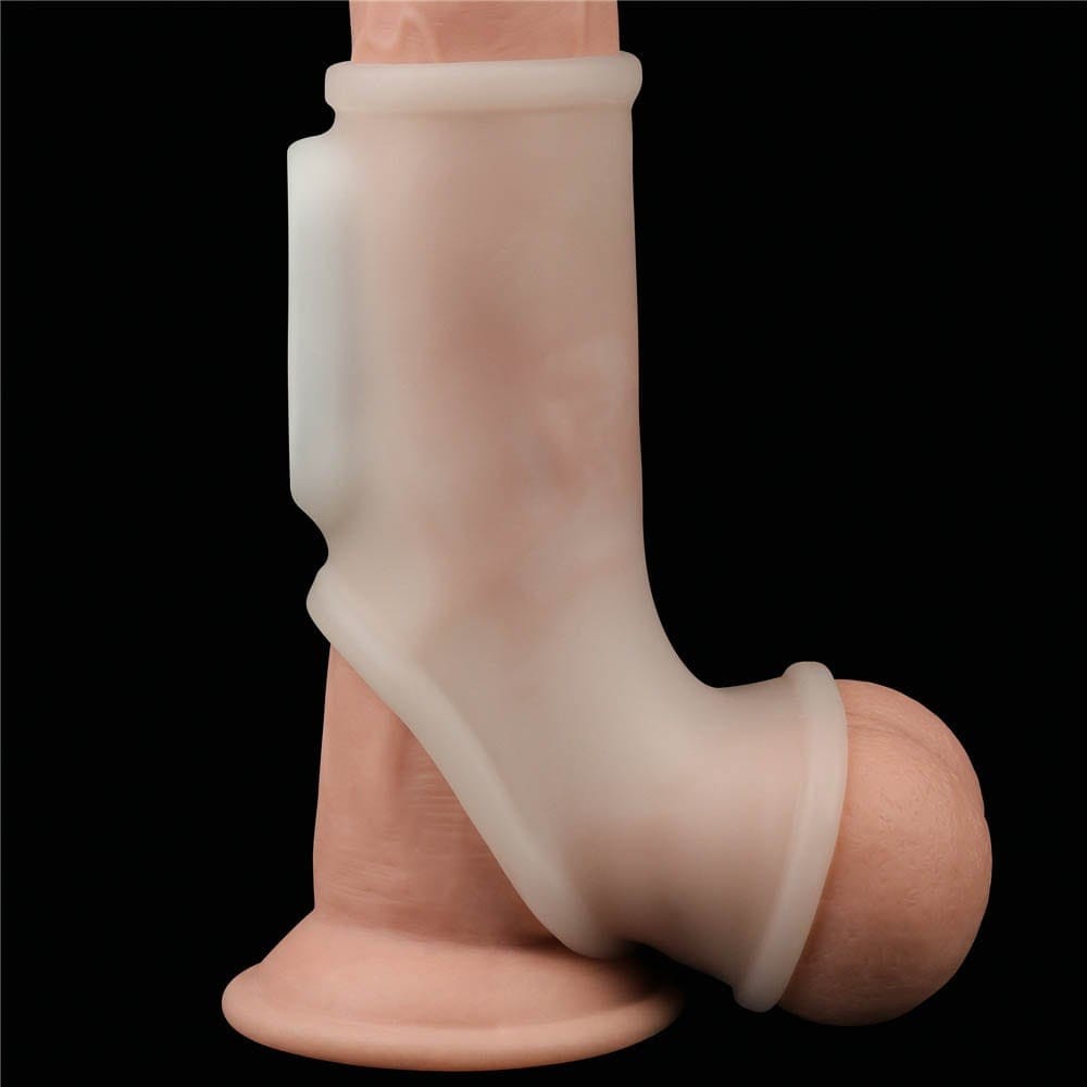 Vibrating Silk Knights Ring with Scrotum Sleeve (White) I | ViPstore.hu - Erotika webáruház #2 - EAN 6970260900492 | SKU LVTOY00603