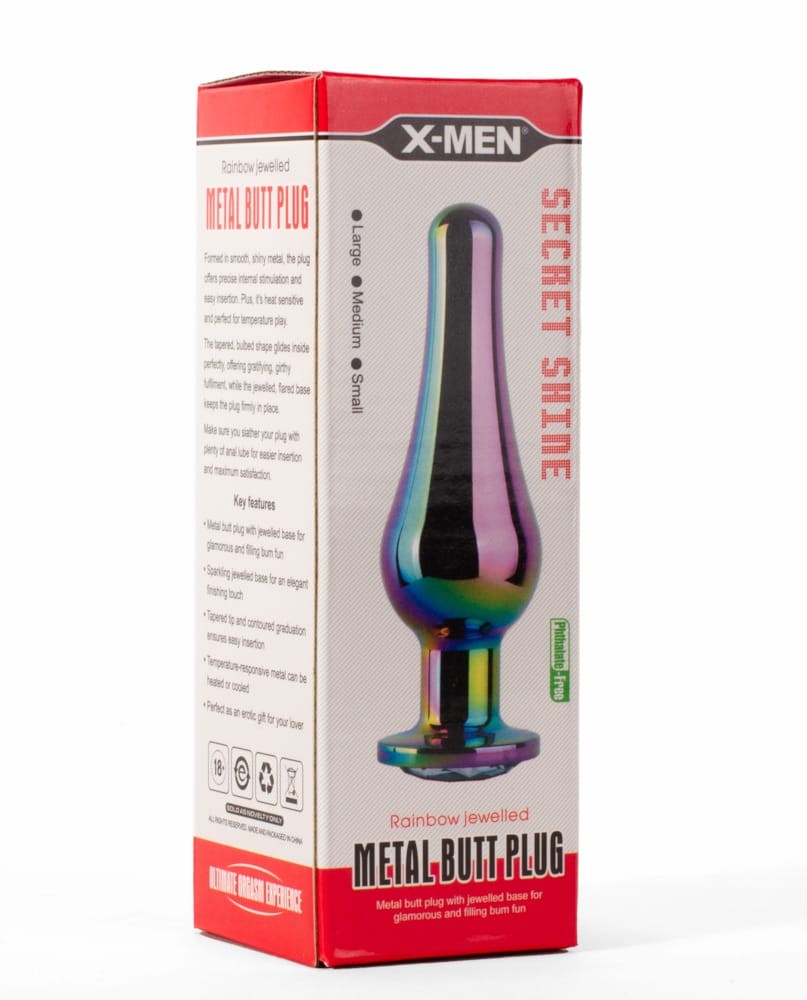 X-MEN Secret Shine Metal Butt Plug Rainbow M | ViPstore.hu - Erotika webáruház #3 - EAN 5999560516005 | SKU XMEN000139