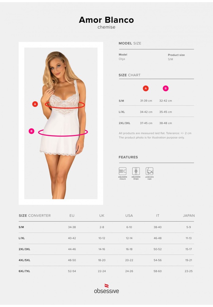 Amor Blanco underwire chemise & thong white S/M | ViPstore.hu - Erotika webáruház #7 - EAN 5901688236161 | SKU OBSES01857