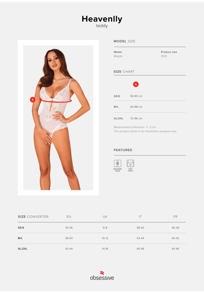 Heavenlly crotchless teddy XS/S | ViPstore.hu - Erotika webáruház #7 - EAN 5901688252413 | SKU OBSES01936