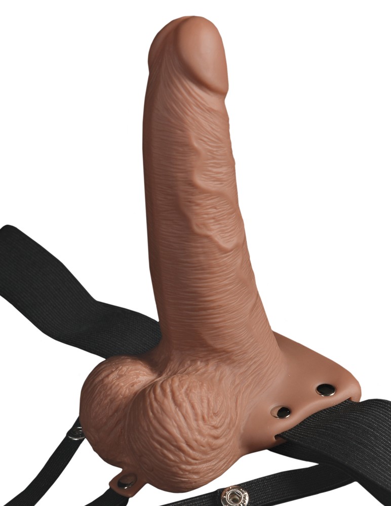 6" Hollow Rechargeable Strap-On with Balls Tan | ViPstore.hu - Erotika webáruház #2 - EAN 603912759211 | SKU PIPE339522
