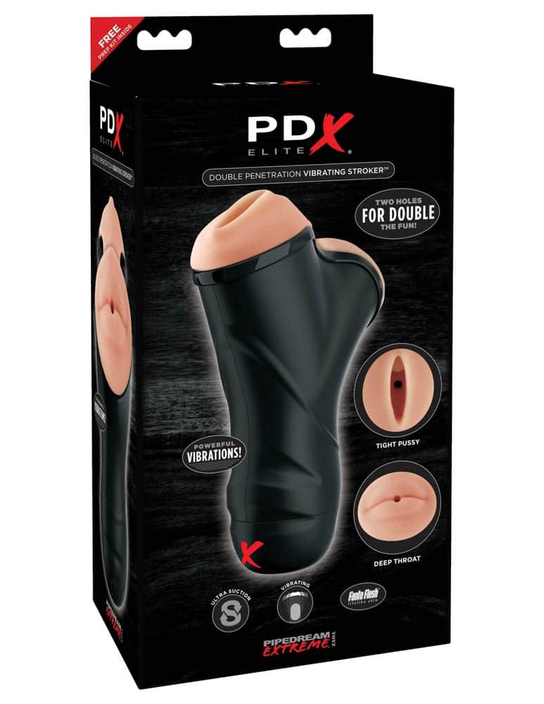 Double Penetration Vibrating Stroker  Light/Black | ViPstore.hu - Erotika webáruház #1 - EAN 603912744422 | SKU PIPE0RD508