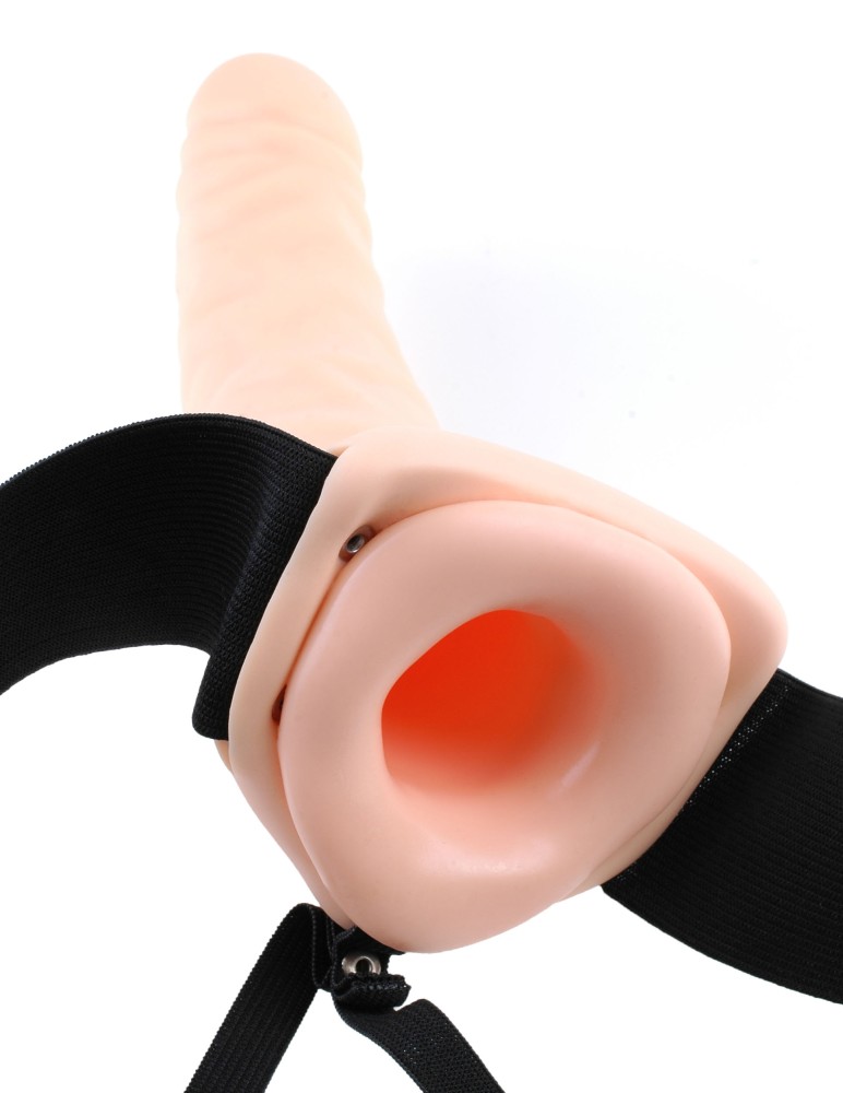 8" Vibrating Hollow Strap-On Light/Black | ViPstore.hu - Erotika webáruház #5 - EAN 603912329919 | SKU PIPE336121