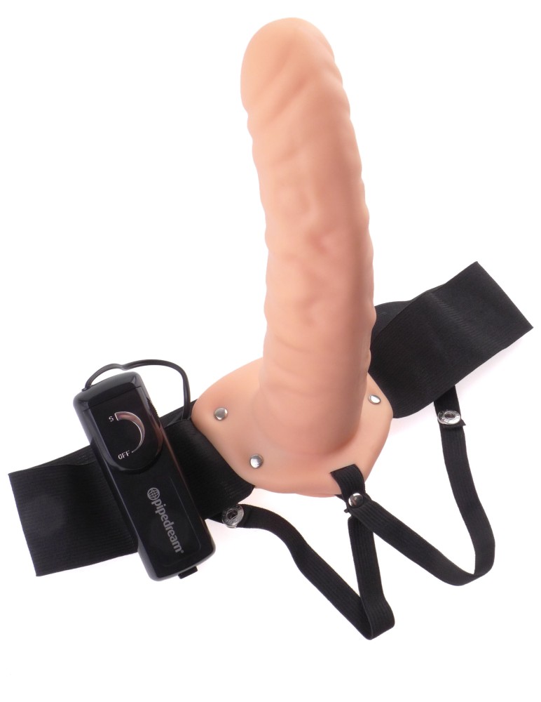 8" Vibrating Hollow Strap-On Light/Black | ViPstore.hu - Erotika webáruház #4 - EAN 603912329919 | SKU PIPE336121