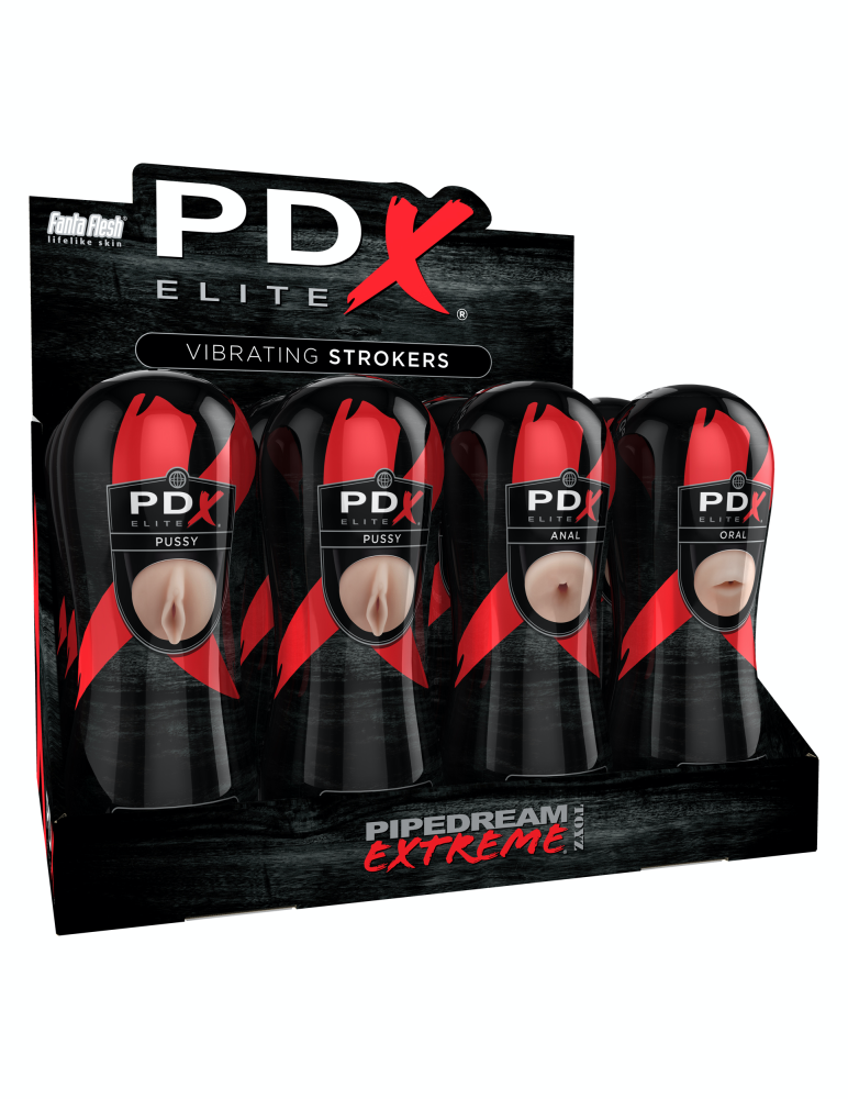 Pipedream Extreme Elite Vibrating Stroker Display - 12 pcs Light/Black | ViPstore.hu - Erotika webáruház #1 - EAN 603912751420 | SKU PIPED52099