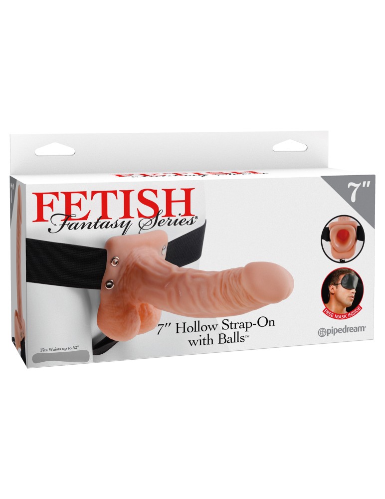 7" Hollow Strap-On with Balls  Light/Black | ViPstore.hu - Erotika webáruház #1 - EAN 603912362749 | SKU PIPE337321