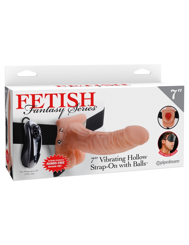7" Vibrating Hollow Strap-On with Balls  Light/Black | ViPstore.hu - Erotika webáruház #1 - EAN 603912362800 | SKU PIPE337621