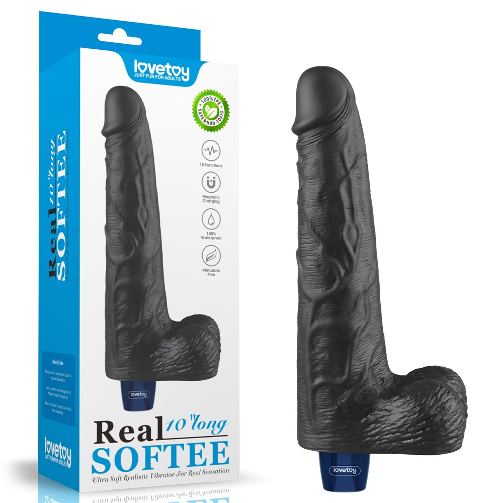 10" REAL SOFTEE Rechargeable Vibrating Dildo(Black)_B15O50_4 | ViPstore.hu - Erotika webáruház #1 - EAN 6942063401445 | SKU LVTOY00782