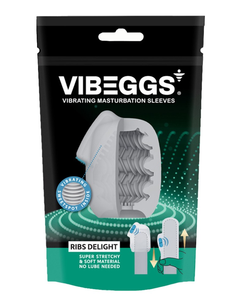 VIBEGGS - Ribs Delight - Vibrating Masturbation Sleeve - White | ViPstore.hu - Erotika webáruház #1 - EAN 4903462555377 | SKU VIBEGGS004
