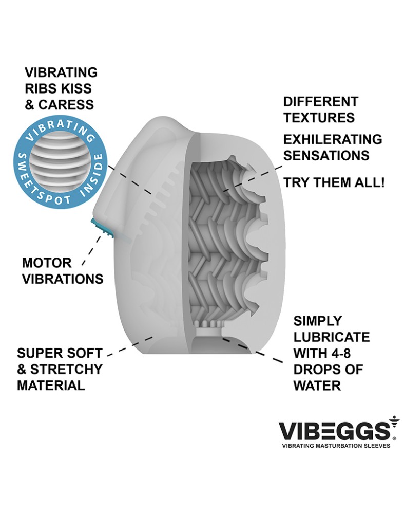 VIBEGGS - Ribs Delight - Vibrating Masturbation Sleeve - White | ViPstore.hu - Erotika webáruház #3 - EAN 4903462555377 | SKU VIBEGGS004
