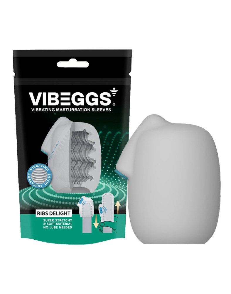 VIBEGGS - Ribs Delight - Vibrating Masturbation Sleeve - White | ViPstore.hu - Erotika webáruház #4 - EAN 4903462555377 | SKU VIBEGGS004