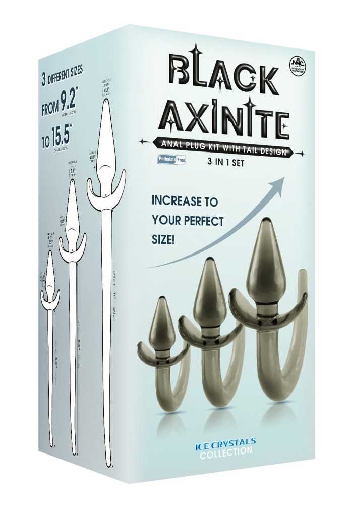 Black Axinite 3 In 1 Anal Plug Kit Set with Tail Design | ViPstore.hu - Erotika webáruház #1 - EAN 4897078636134 | SKU NMC0002502