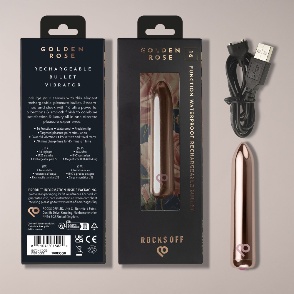 RO 90 Rechargeable bullet - Golden Rose | ViPstore.hu - Erotika webáruház #3 - EAN 811041015829 | SKU ROCKS00470