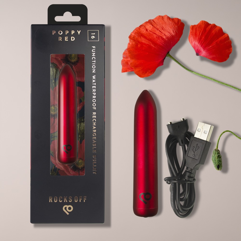 RO 90 Rechargeable bullet - Poppy Red | ViPstore.hu - Erotika webáruház #8 - EAN 811041015836 | SKU ROCKS00471